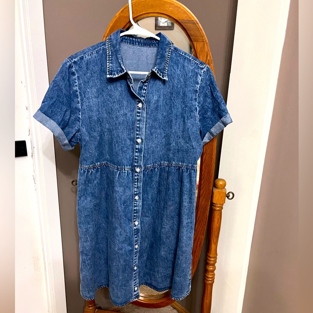 Women’s denim button down babydoll dress